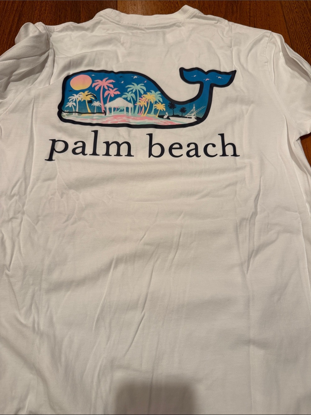 Vineyard Vines Super Soft White Long Sleeve Tshirt with Tropical Whale Graphic S
